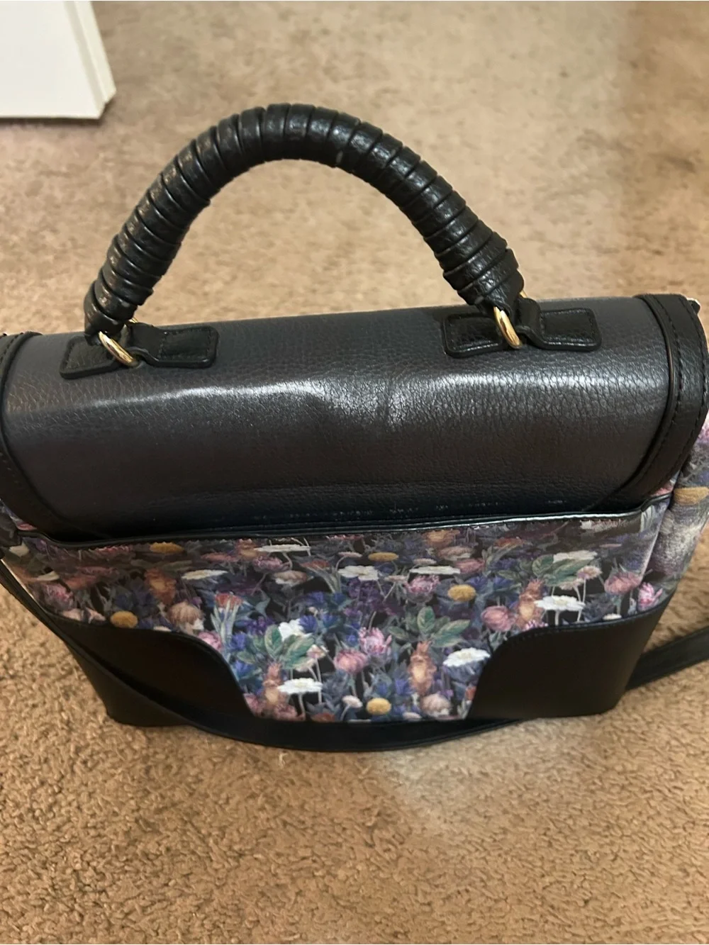 Harry Potter Black Floral Satchel Purse